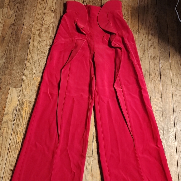 Azzi & Osta Red Wide Straight Leg Pant w/ Ruffle Detail 40 (EU) 4-6 (US) - Picture 2 of 7